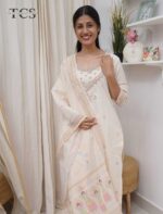 Ivory Glow Linen Zardosi Suit Set - Image 3