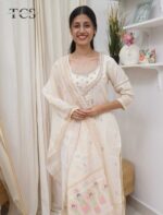 Ivory Glow Linen Zardosi Suit Set - Image 2