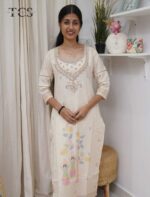 Ivory Glow Linen Zardosi Suit Set - Image 4