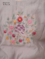 Mocha Bloom Embroidered Dola Silk Suit Set - Image 13