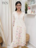 Ivory Garden Linen Zardosi Suit Set - Image 2