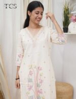 Ivory Garden Linen Zardosi Suit Set - Image 4