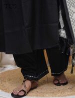 Black Ivory Embroidered Rayon Cotton Suit - Image 8